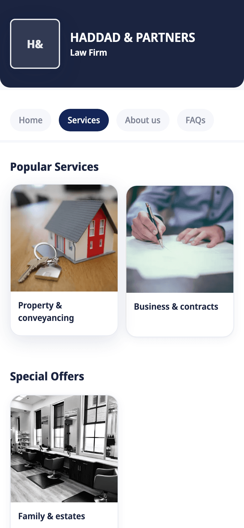 The Haddad & Partners site, generated by Carder